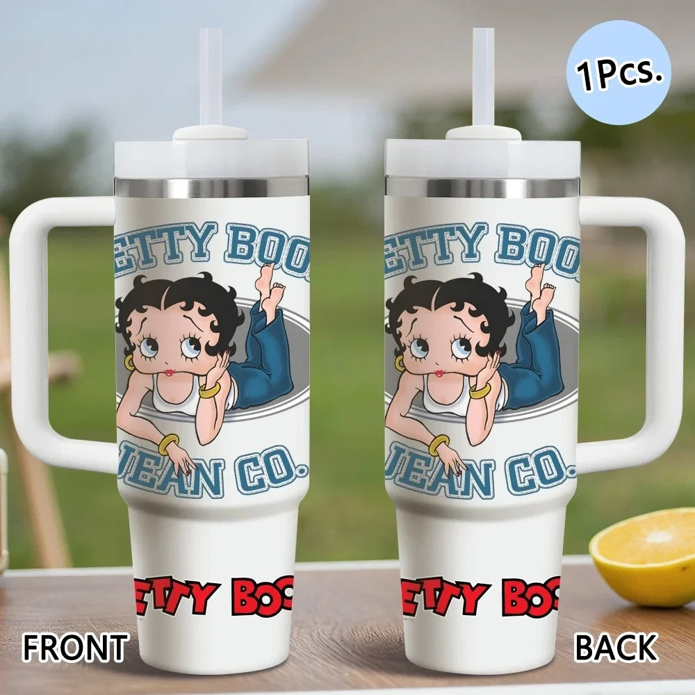 Betty Boop Stainless Steel Vacuum Insulated Travel Tumbler With Straw