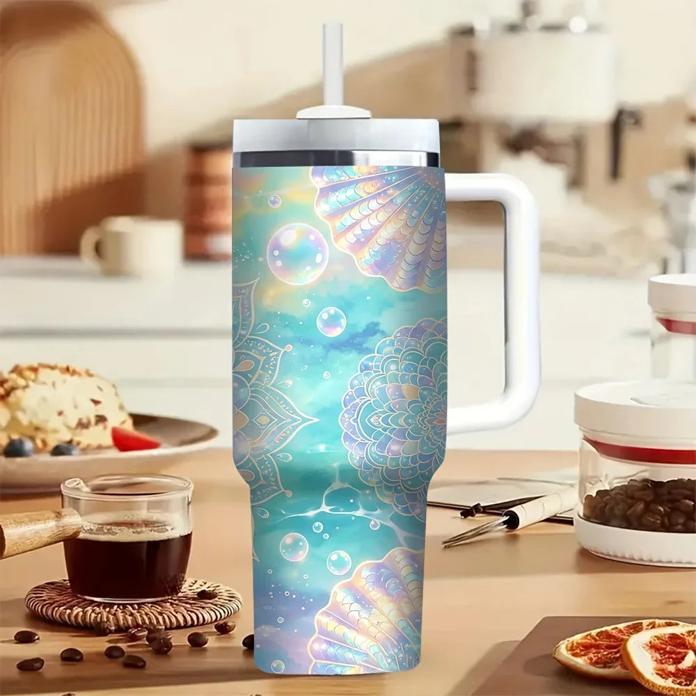 Insulated Stainless Steel Tumbler With Handle For Hot Cold Drinks