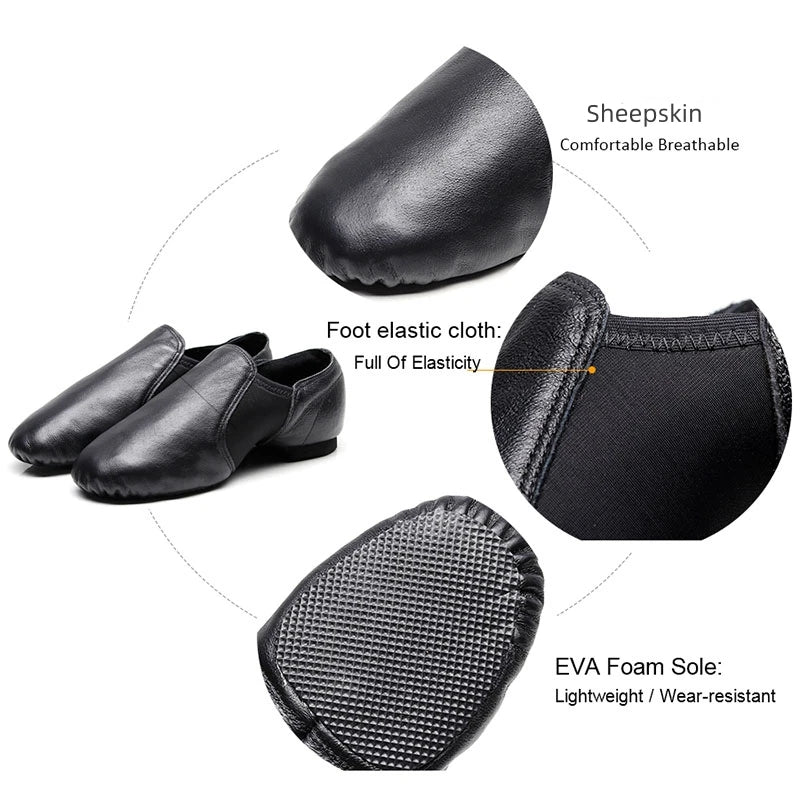 Genuine Leather Jazz Dance Shoes For Men Women And Kids Unisex Slip On Ballet Salsa Neo Bow Dance Footwear