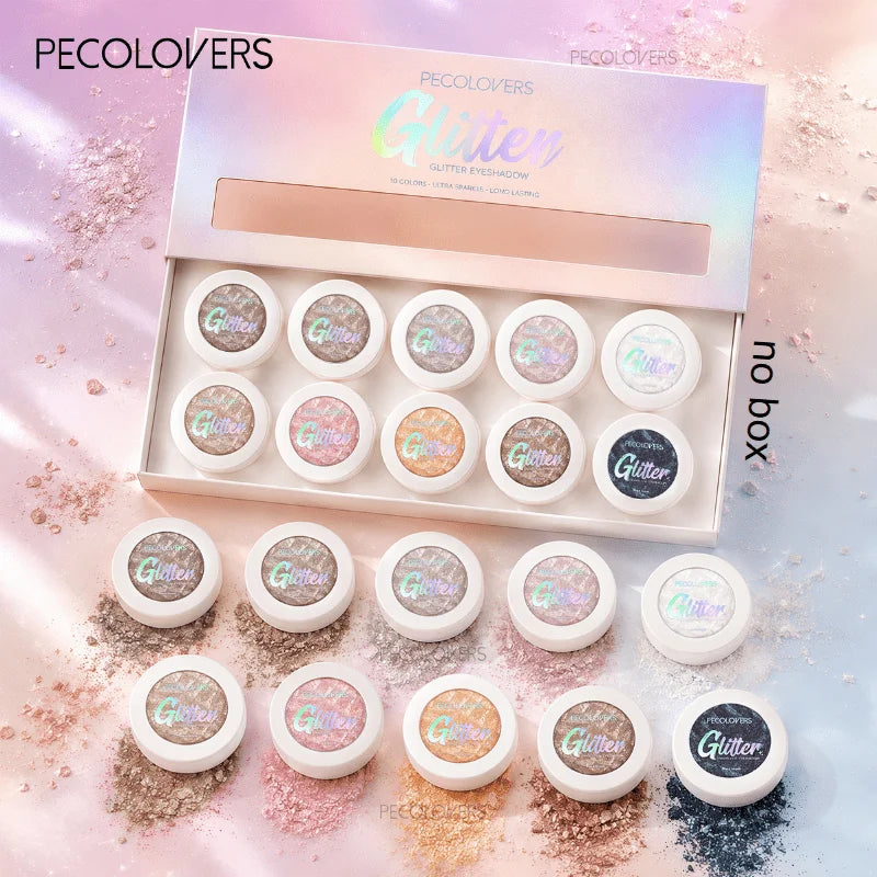 10PCS/SET Glitter Highlight Eyeshadow Palette Mashed Potatoes Texture Lasting Shimmer Illuminator Brighten Highlighter Eye Cosmetic