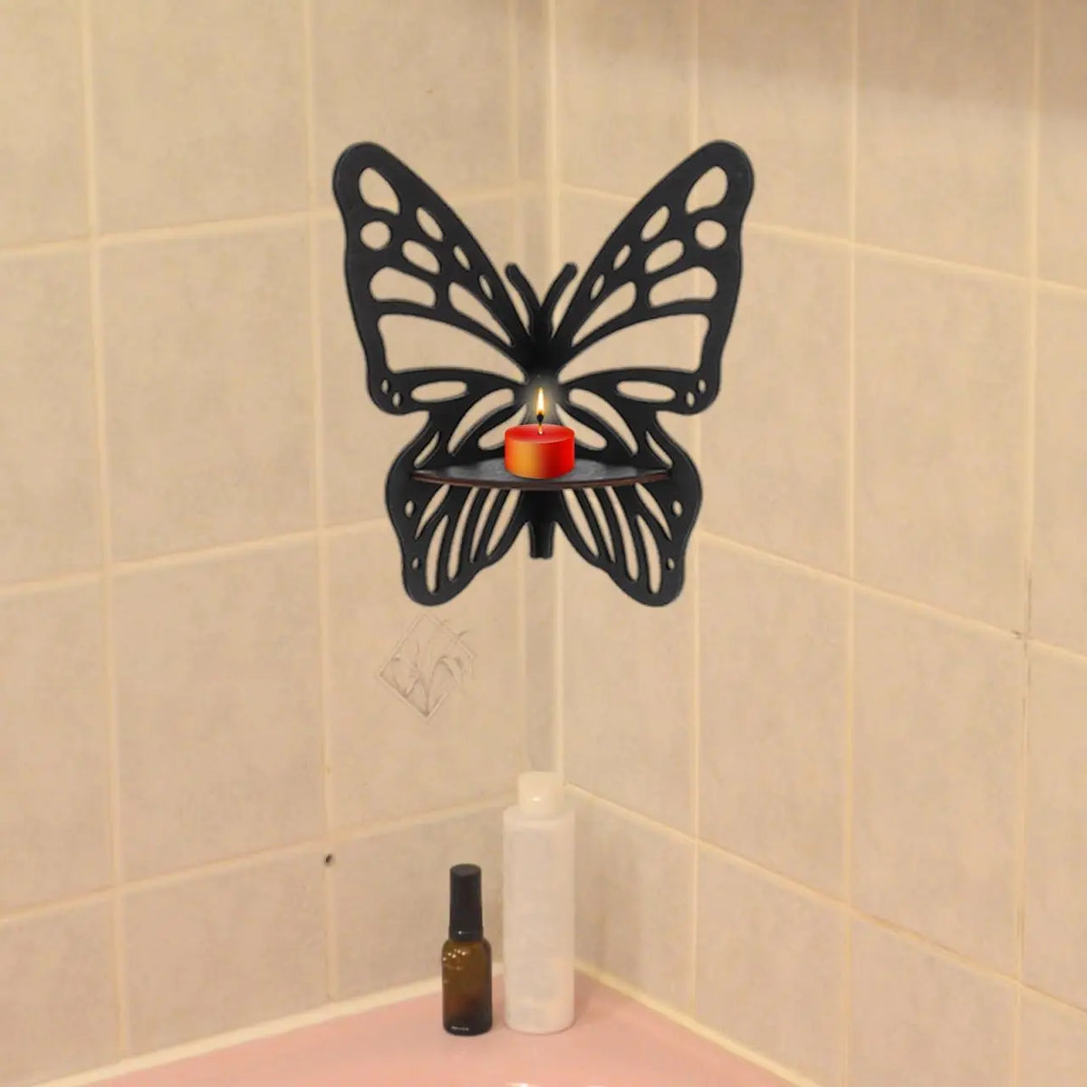 Butterfly Wall Shelf Wooden Floating Corner Bookshelf for Crystal Display Figurine Storage and Home Decor