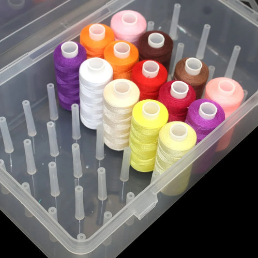 Transparent PP Plastic Sewing Thread Storage Box Portable Large Capacity