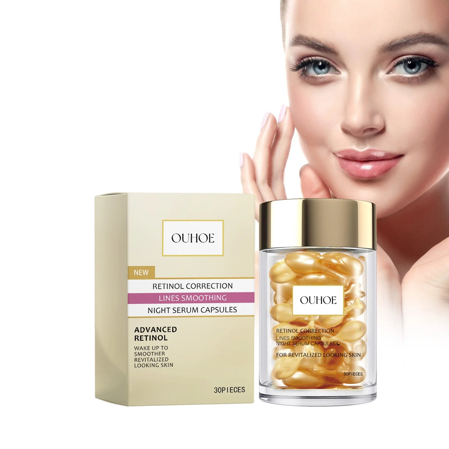 OUHOE Retinol Serum Facial Reduce Facial Wrinkles & Fine Lines Smoothing Hydrating Moisturize Skin Care Firm Anti-aging Essence