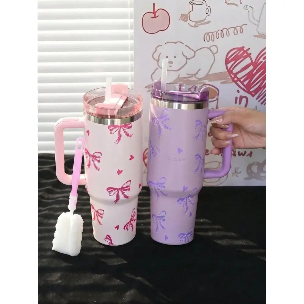 Watercolor Design Stainless Steel Vacuum Insulated Tumbler With Handle