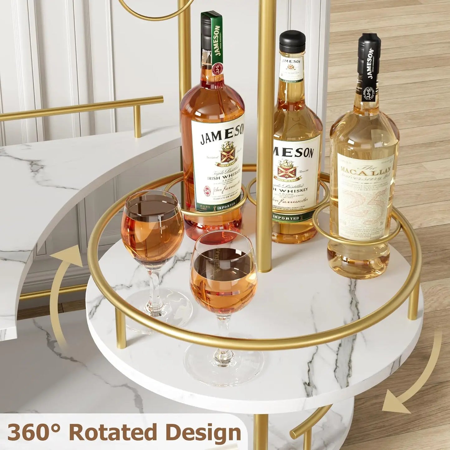 HobbyLane Bar Cart With 4-Tier Storage And Wine Rack