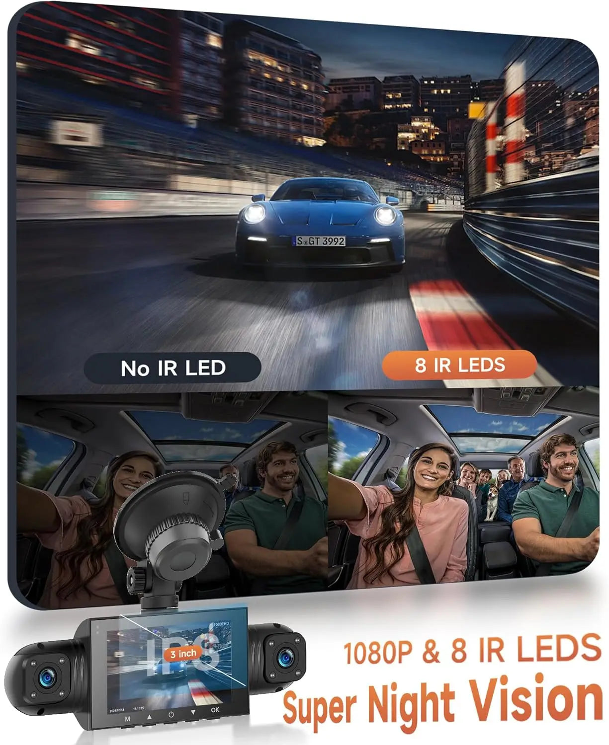 Kankeirr 360 Degree 4 Channel Dash Cam Front Rear Night Vision Recording
