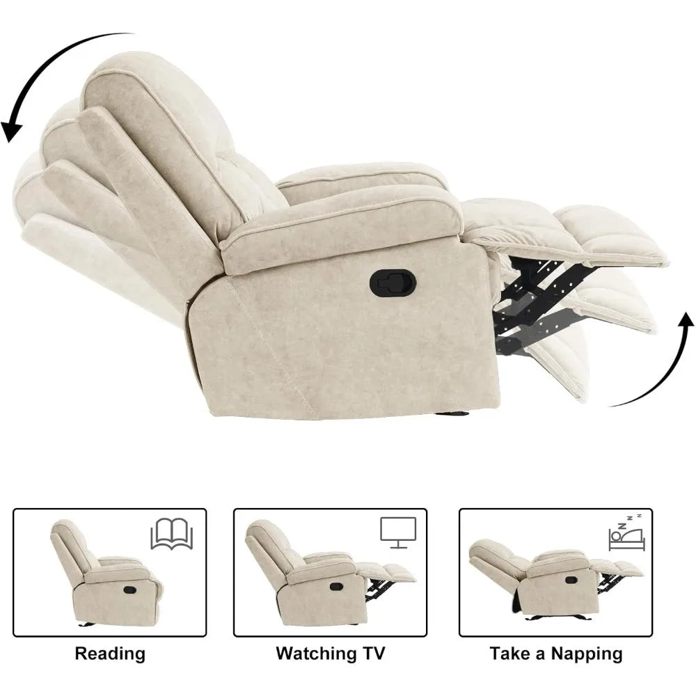 HUANZHUANG Rocker Recliner Chair For Adults Manual Glider Sofa