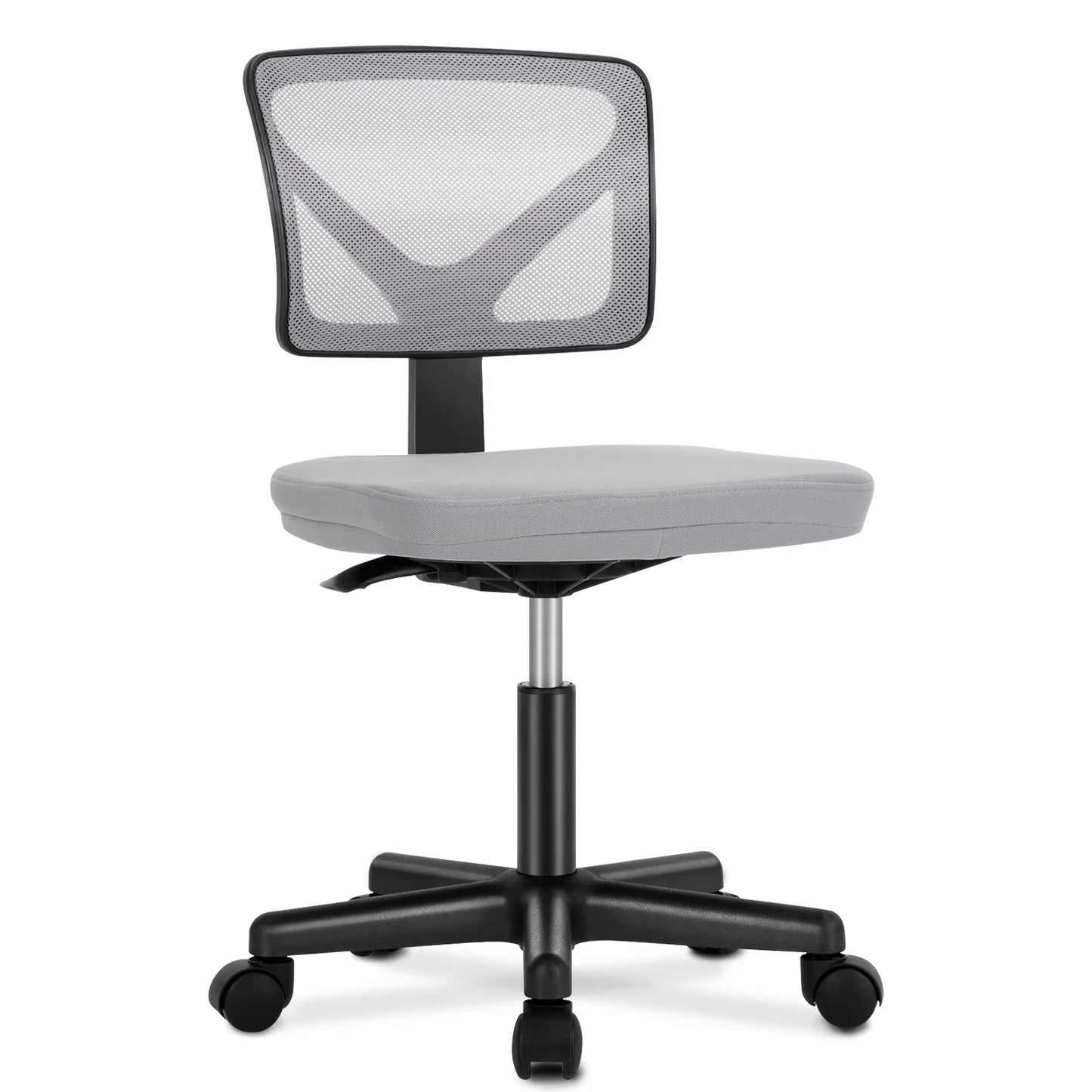 JHK Mesh Lumbar Armless Office Chair With Adjustable Height Wheels