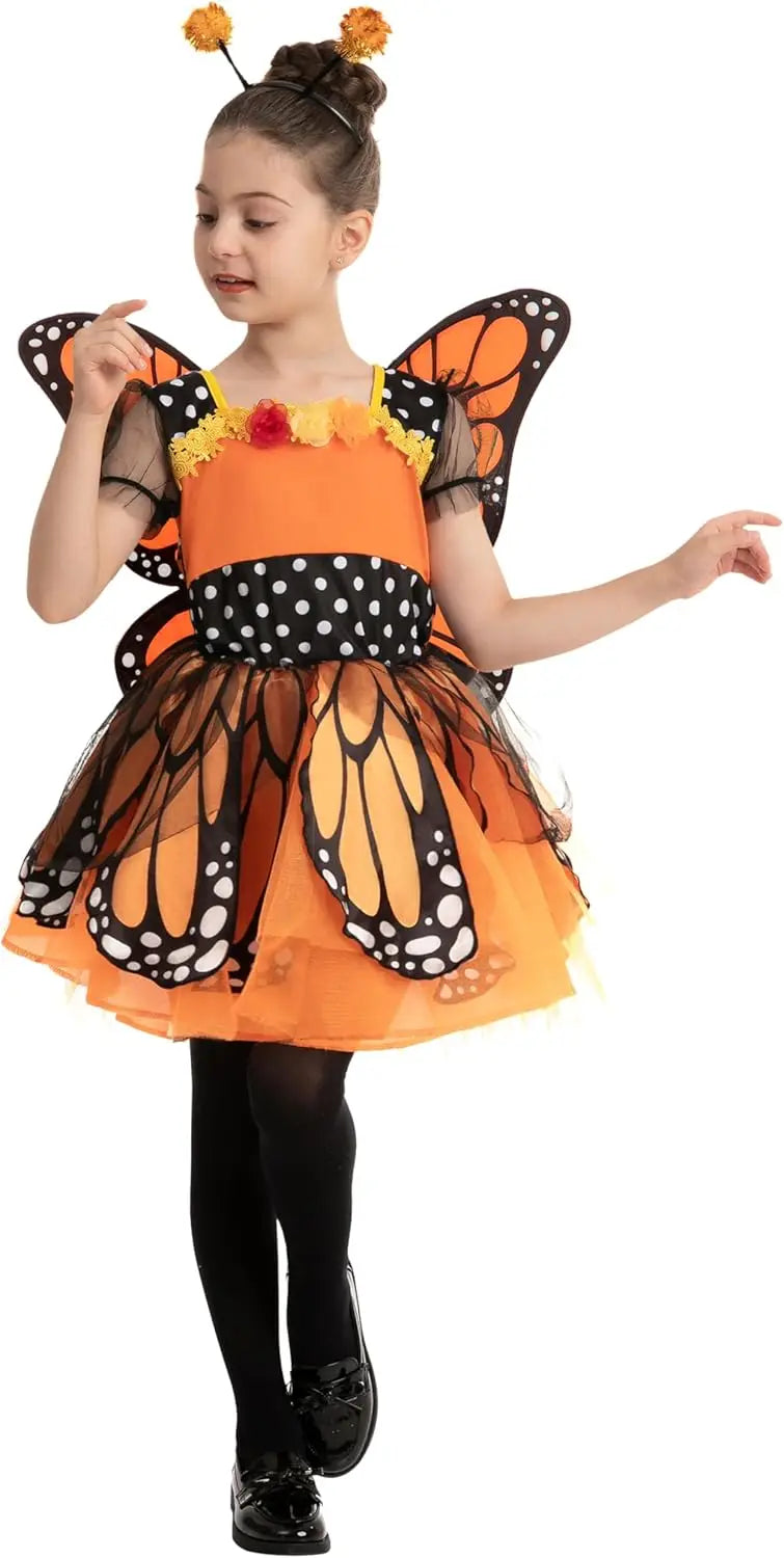 Joyfy Butterfly Costume for Girls With Wings and Headband