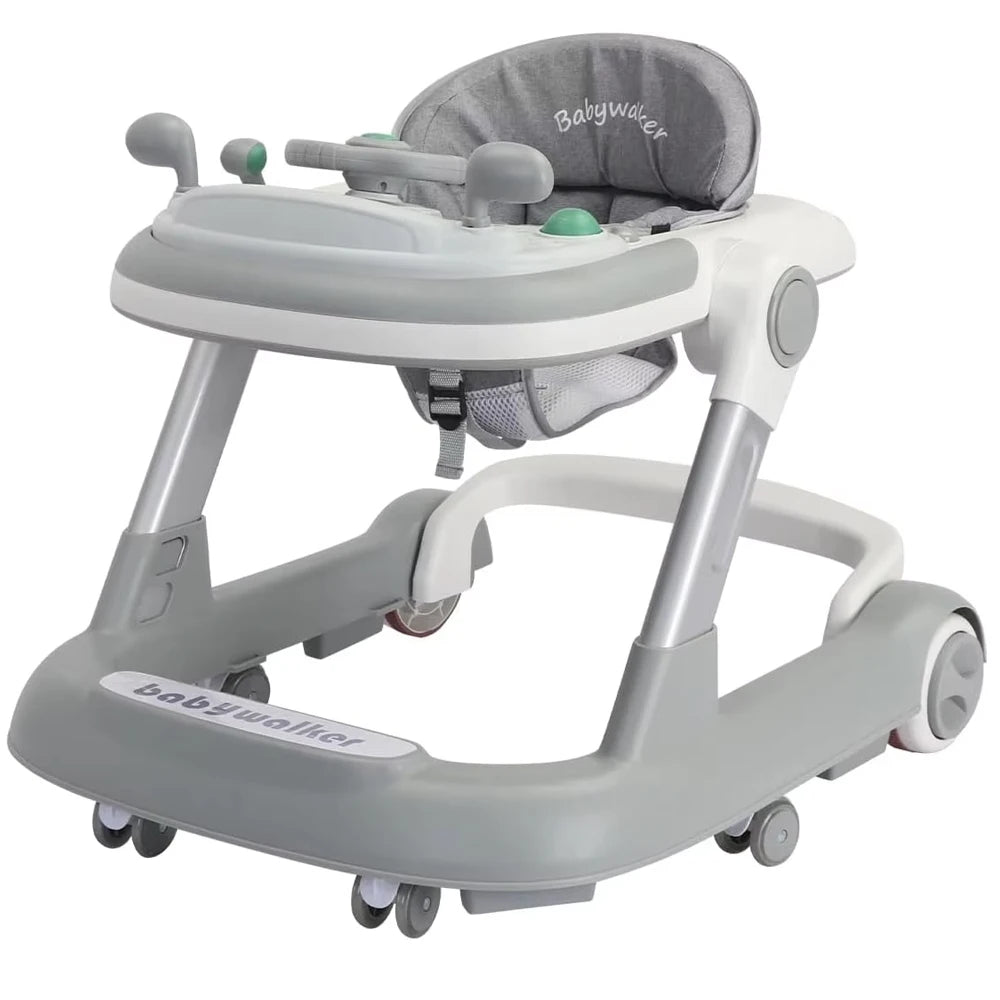 2 In 1 Baby Walker For Toddlers With Removable Feeding Tray And Music Tray Push Walker Foldable