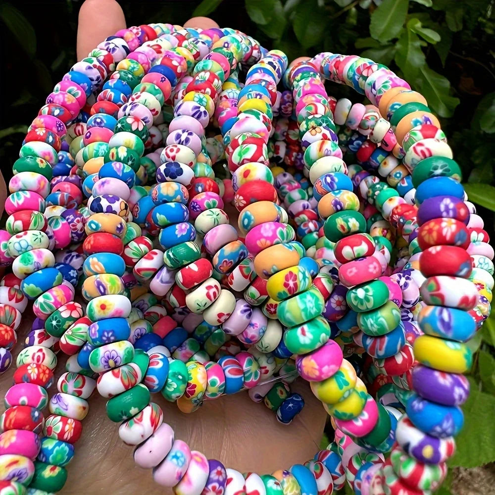 About 100pcs Colored Polymer Clay Beads, Ideal Accessories for Necklace Bracelet Keychain Jewelry Making