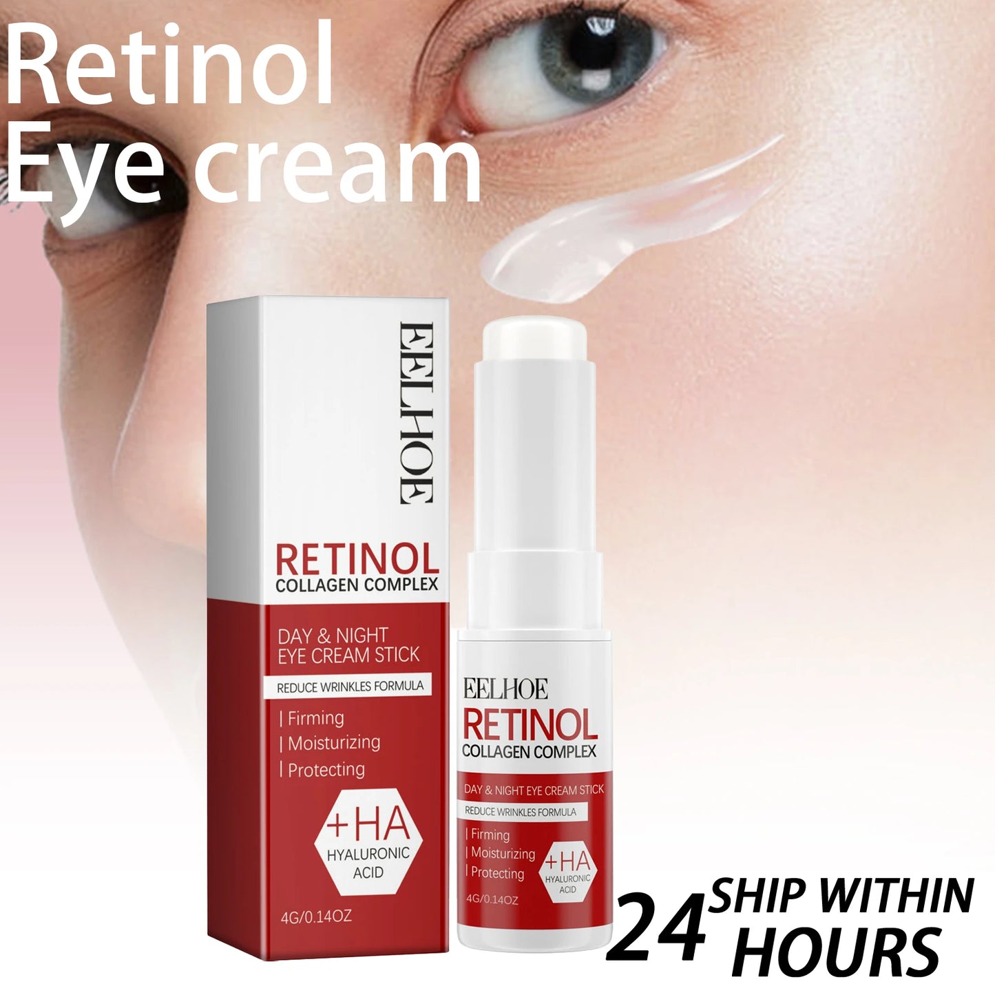 EELHOE Retinol Eye Stick 4g Under Eye Treatment Dark Circle Puffiness Reduction Anti Aging Roller Fine Lines Moisturizing