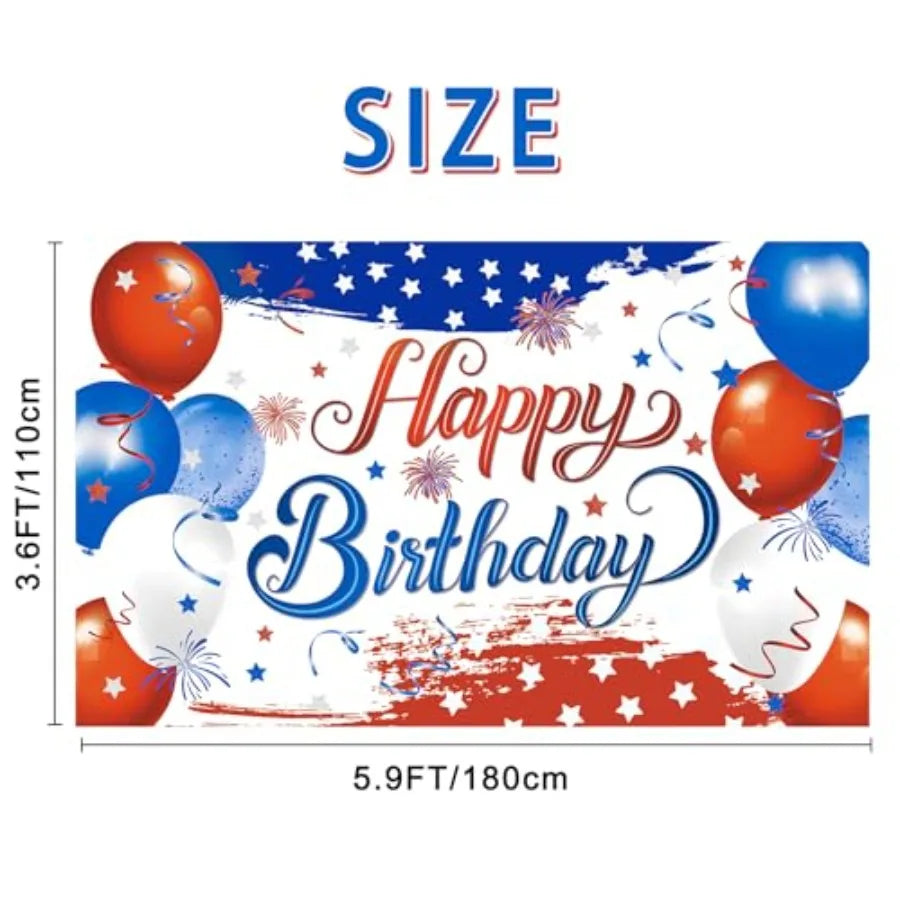 Independence Day Birthday Banner Party Celebration Supplies