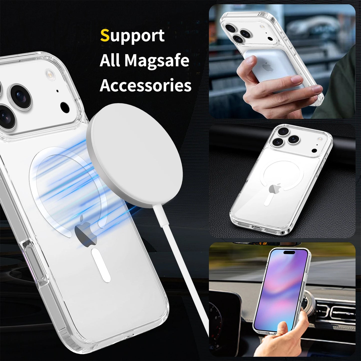 EWIND Scratch Resistant Shockproof Anti Yellow Magnetic Case For iPhone 17