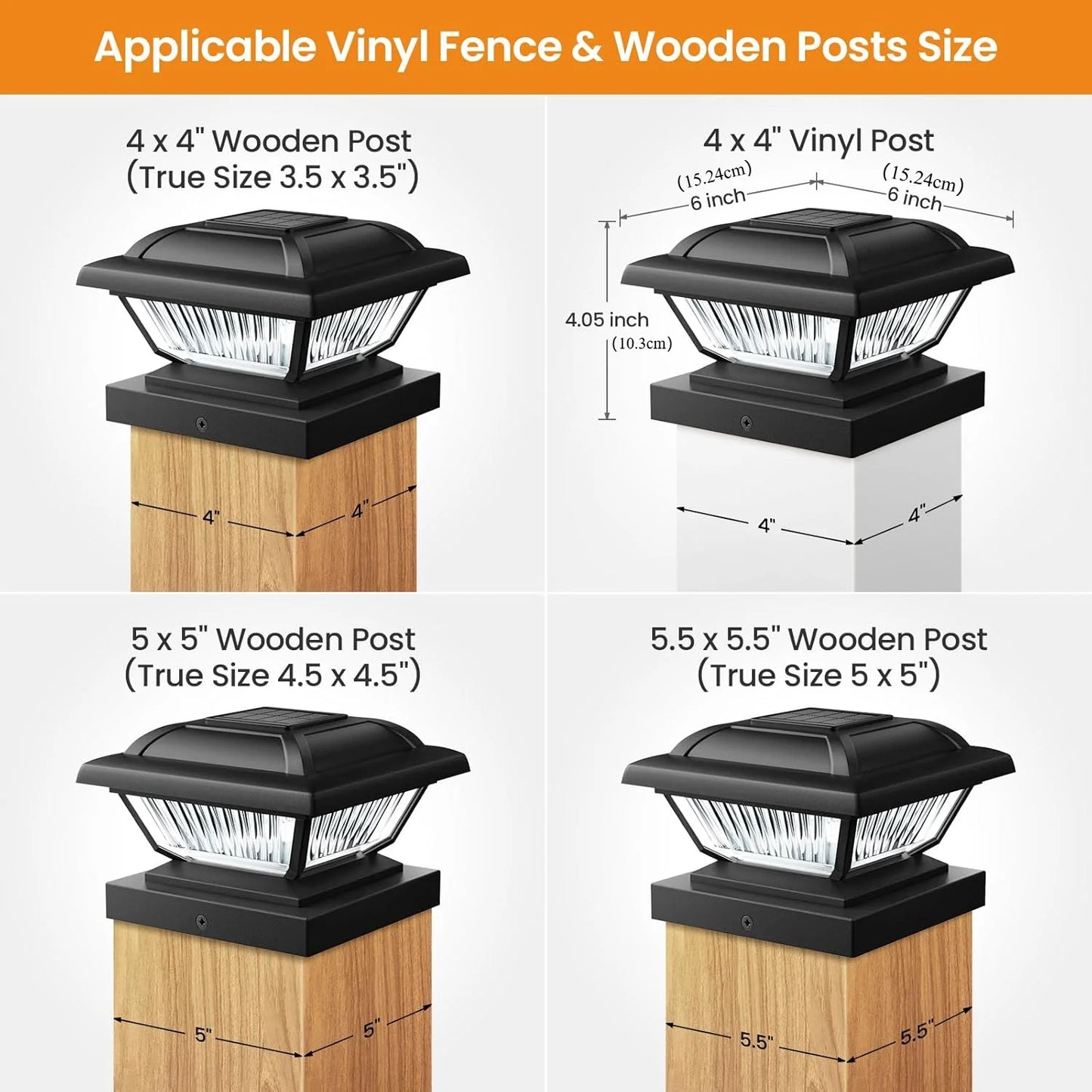 6 Or 12 Pack Solar Post Cap Lights For 3.5x3.5 To 5.5x5.5 Posts White Or Black LED Solar Garden Fence Deck Yard Lighting