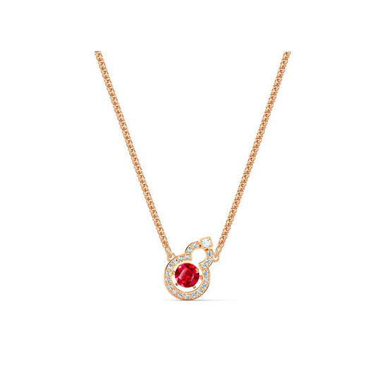 Rose Gold-Tone Gourd (Hulu) & Red Gemstone Pendant Necklace