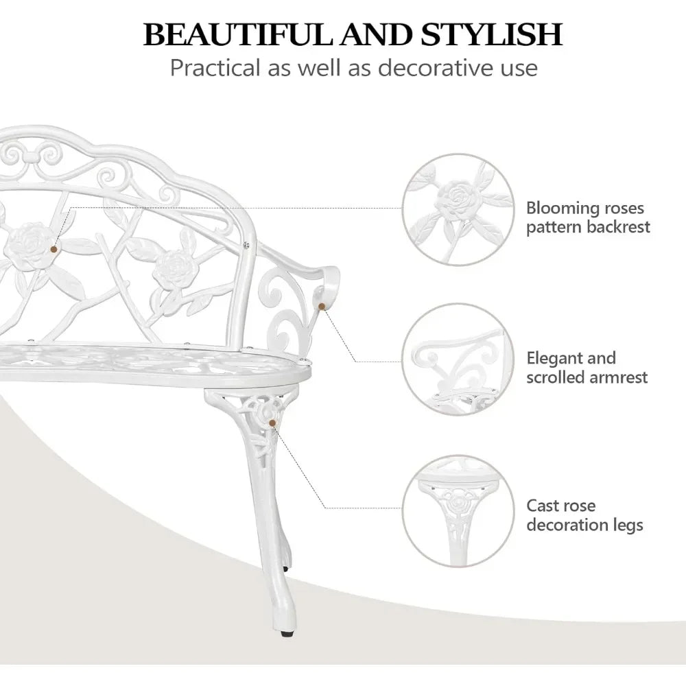 Angduo Patio Rose Garden Bench Cast Aluminum Frame