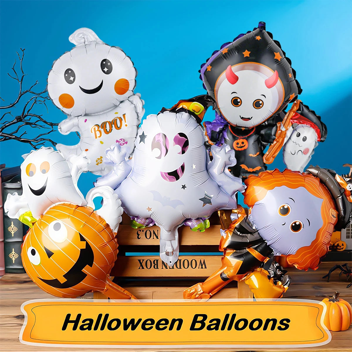 Five Piece Halloween Ghost Balloon Decorations for Party Supplies Ghost Party and Halloween Birthday Celebration