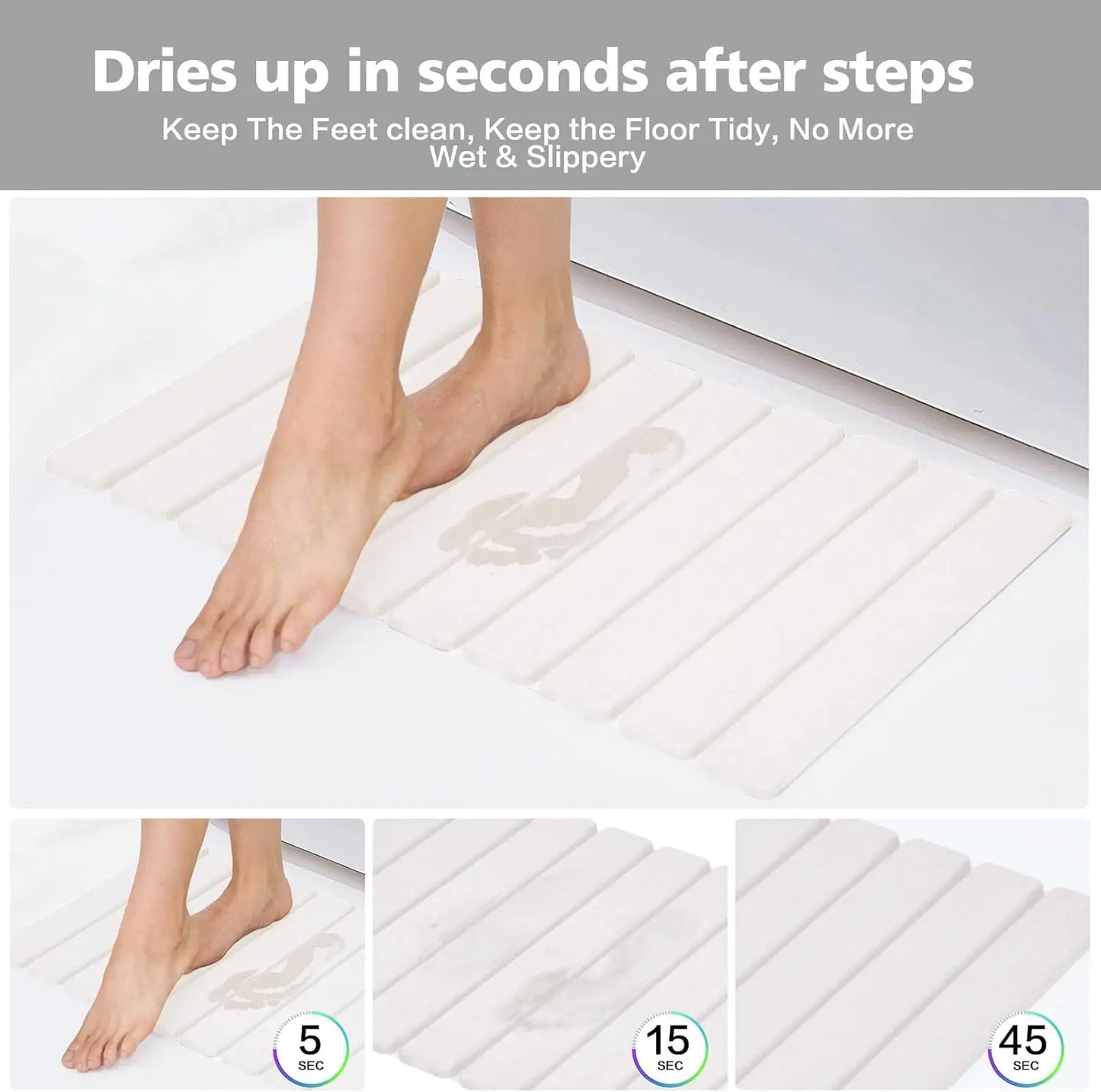 Foldable Diatomite Bath Mat Non Slip Quick Dry