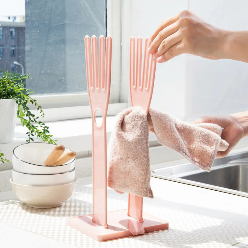 Hot Sale Plastic Household Glove Drying Rack - Dishcloth Drain Rack And Kitchen Countertop Utensil Hanging Rack With Drip Tray - Multifunctional Storage Organizer