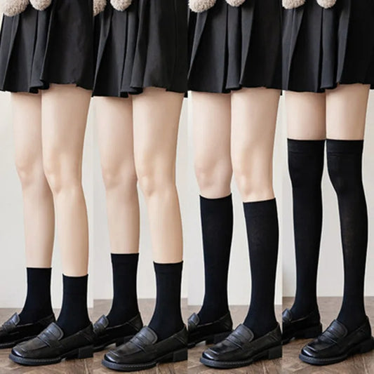 JK Women Knee High Lolita Socks Nylon Breathable Casual Stockings