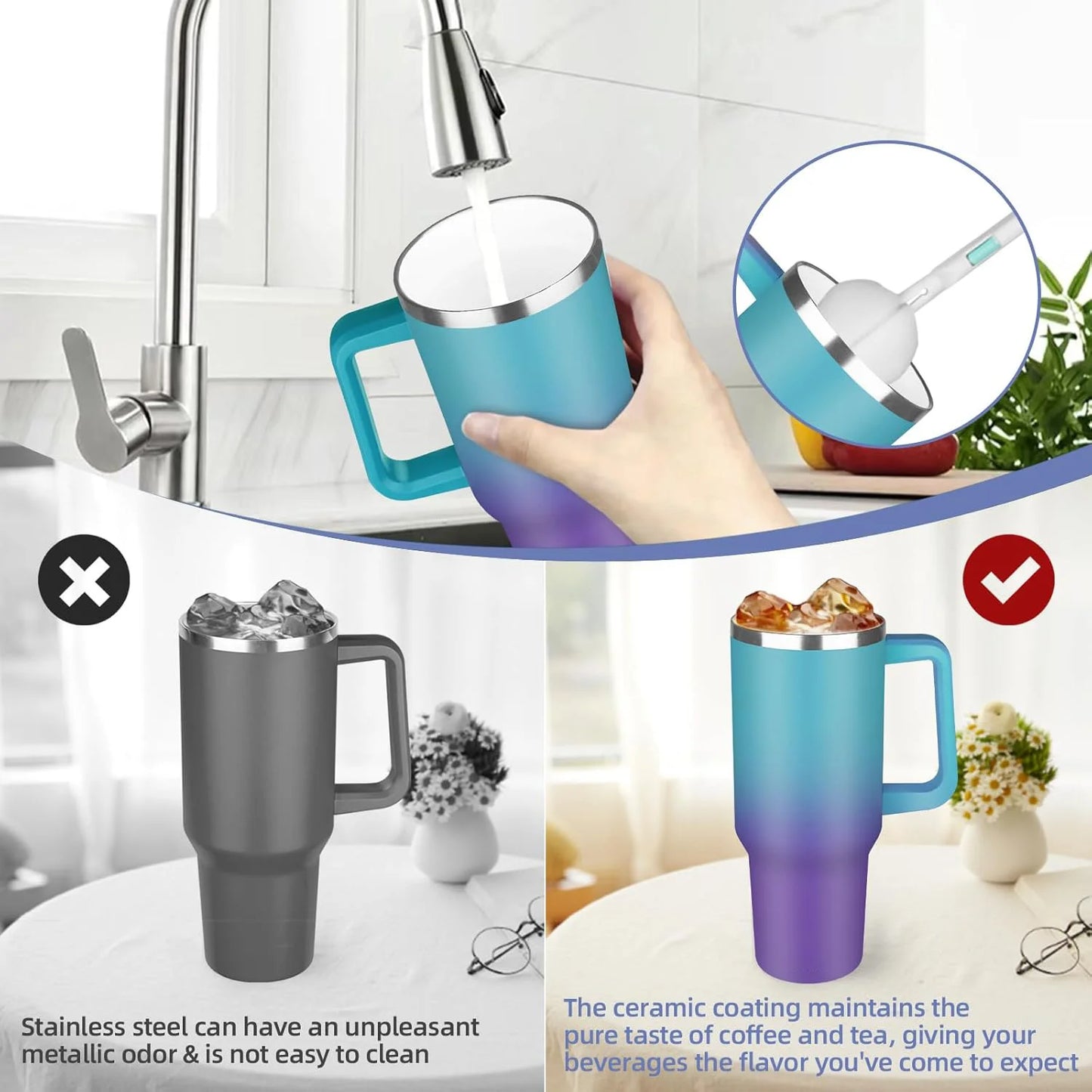 Double Wall Stainless Steel Insulated Tumbler With Handle