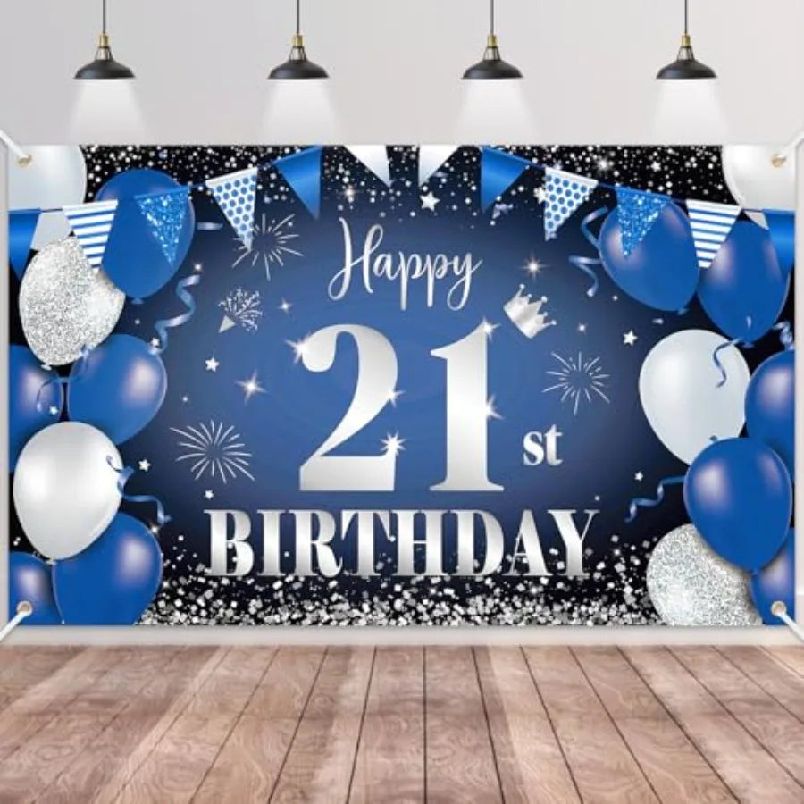 Happy 90th Birthday Fabric Banner And Photo Backdrop Decoration
