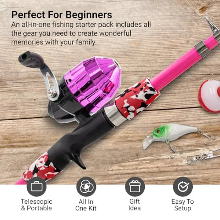 Hign-Con Concerned Telescopic Fishing Pole Set Tackle Box Net