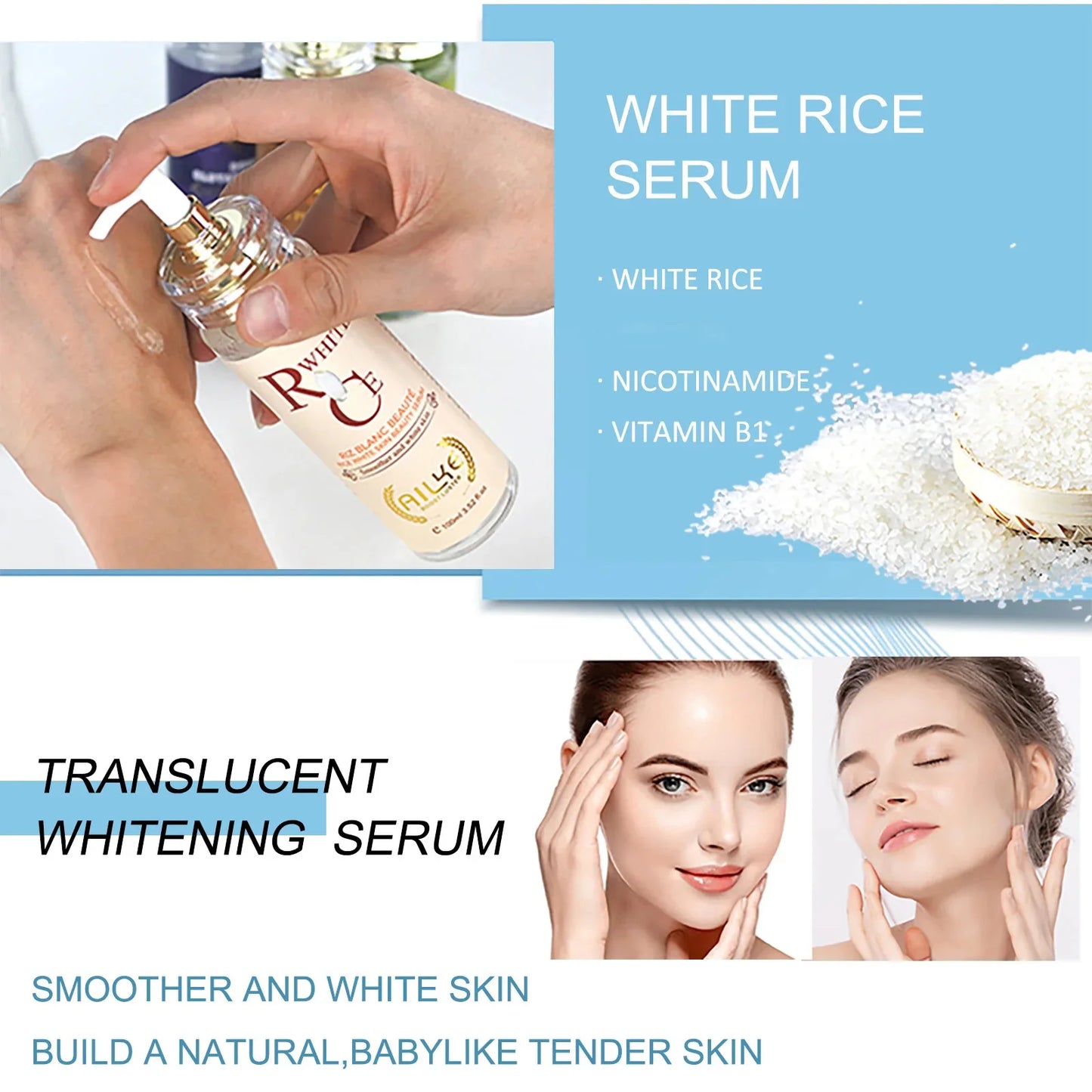 AILKE Multi-Vitamin Body Lotion, Whiten, Brighten, Remove Dark Spots, Hyperpigmentation, Moisturizes, Smoothes & Antioxidant