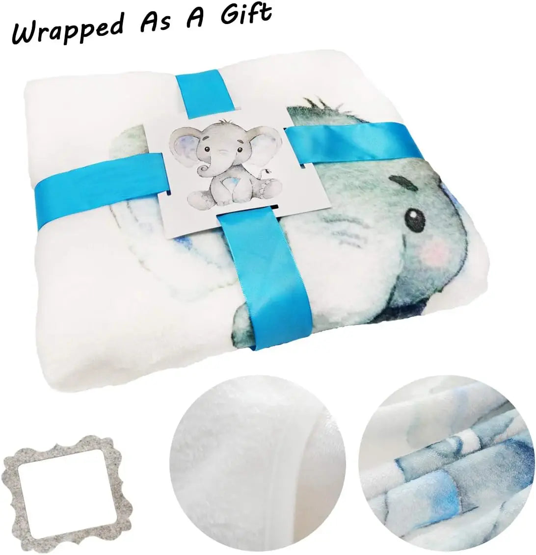 Organic Plush Fleece Baby Milestone Blanket with Frame for Newborn Photography, Large 47x40 Inches