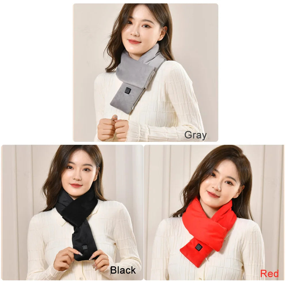 1/2pcs USB Women Men Heating Scarf Temperature Scarf 3 Gears Wrap Fleece Washable Electric Neck Warmer Not Inclound Battery for
