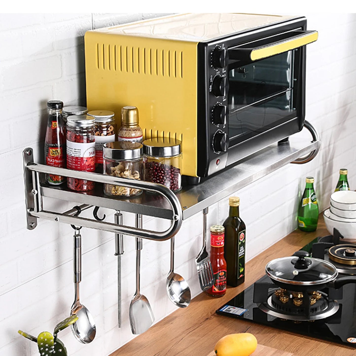 Stainless Steel Wall Mounted Microwave Oven Rack and Shelf