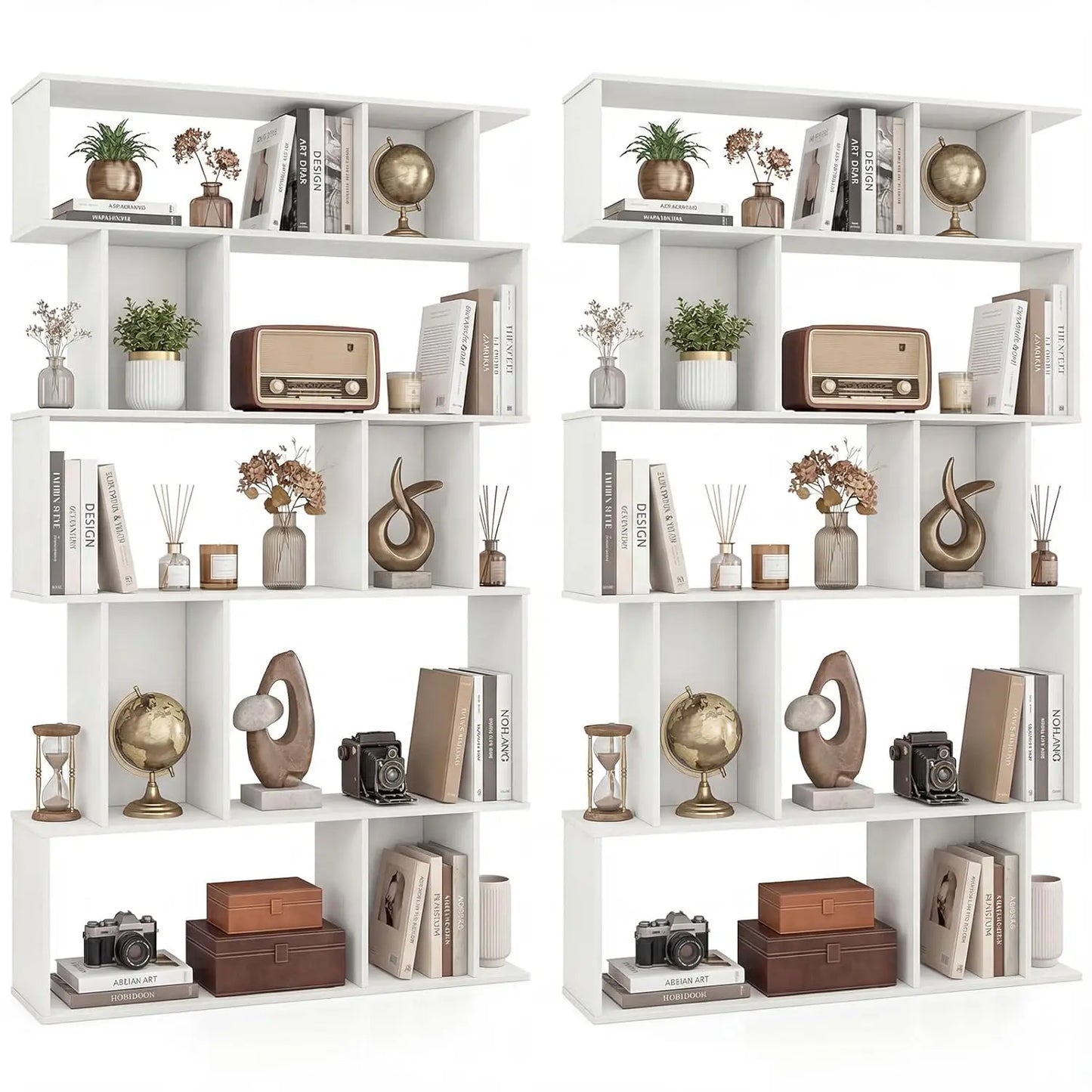 5-Tier 10-Cube Bookcase Set 2 Closed-Back Cubbies Anti-topple Kit Living Room Home Office Bedroom Shelf, Customized