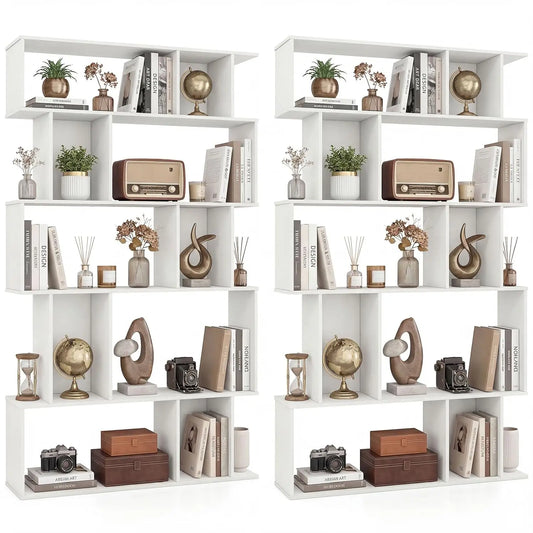 5-Tier 10-Cube Bookcase Set 2 Closed-Back Cubbies Anti-topple Kit Living Room Home Office Bedroom Shelf, Customized