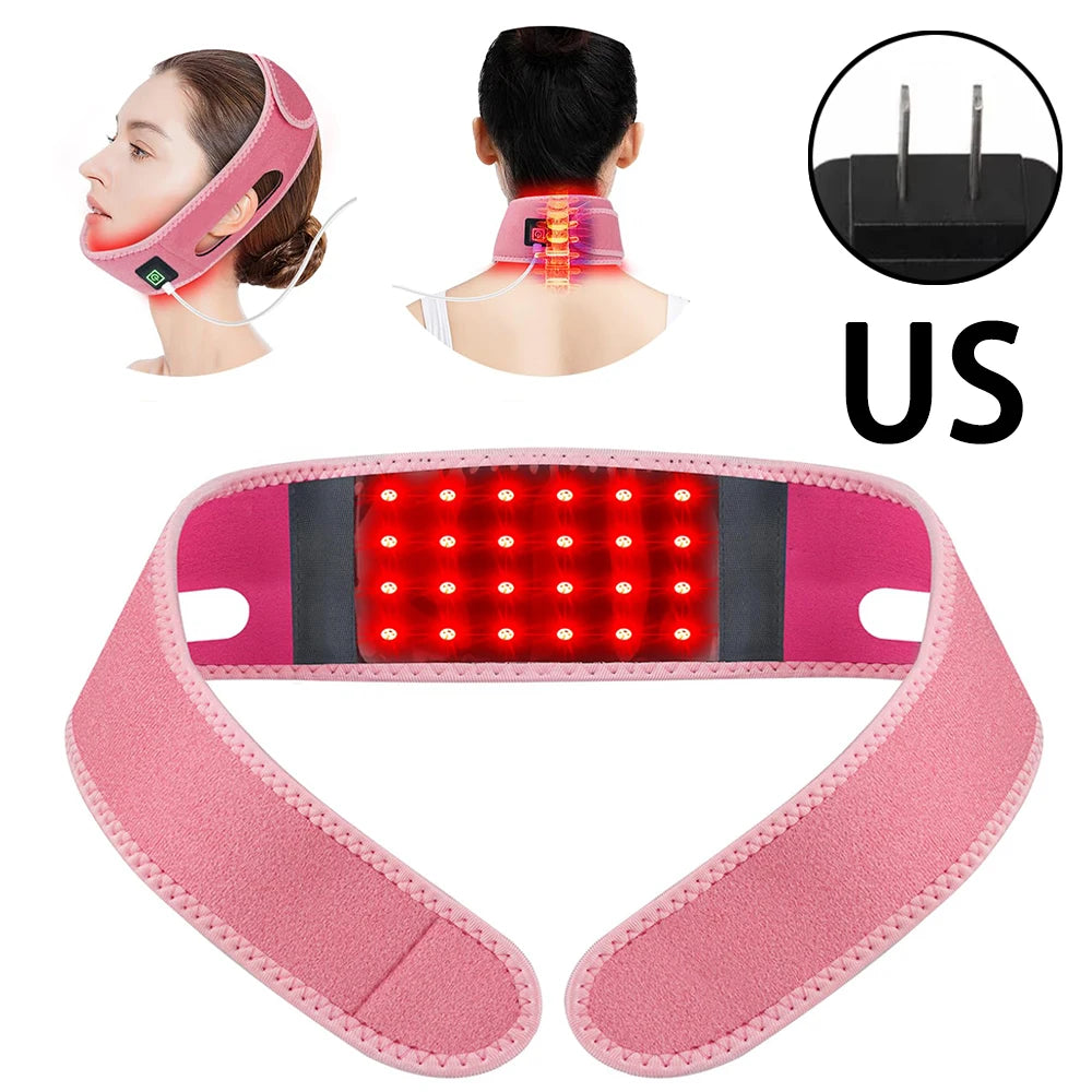 Red Light Therapy Infrared Therapy Lifting Firming Skin Chin Neck Home Use Neck Heating Belt Therapy Neck Pain Relief Wrap 660NM