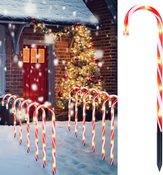 Joyfy Candy Cane Pathway Lights Set of 12 Outdoor Decor