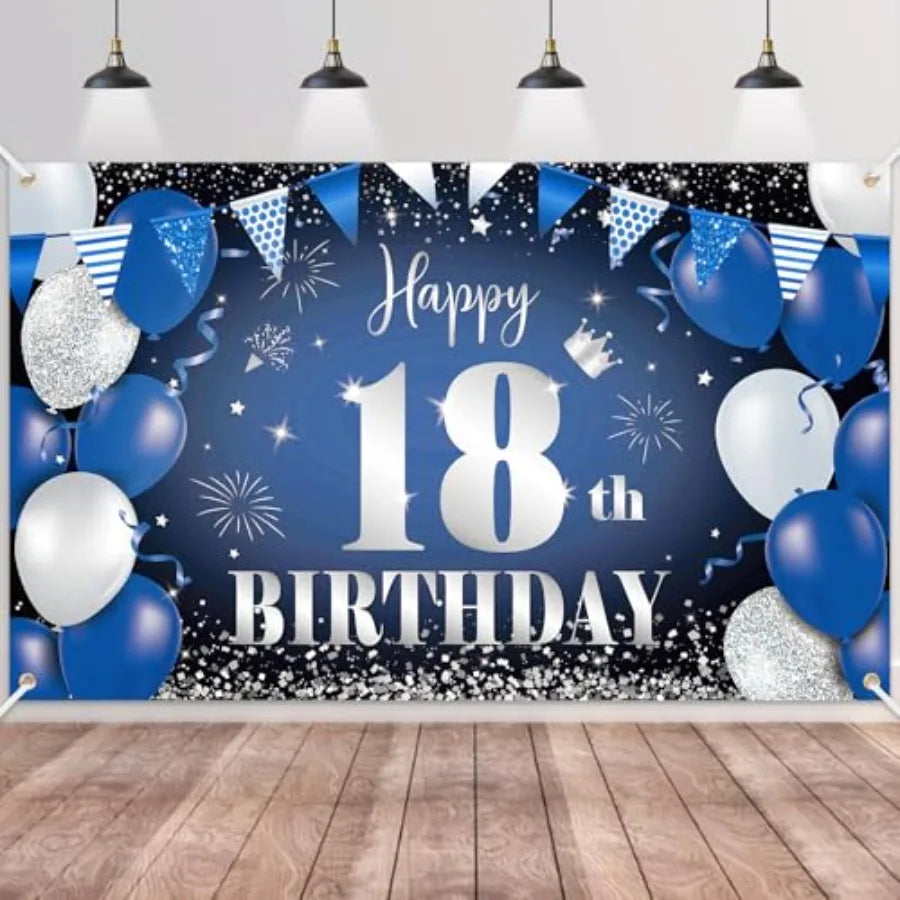 Happy 90th Birthday Fabric Banner And Photo Backdrop Decoration
