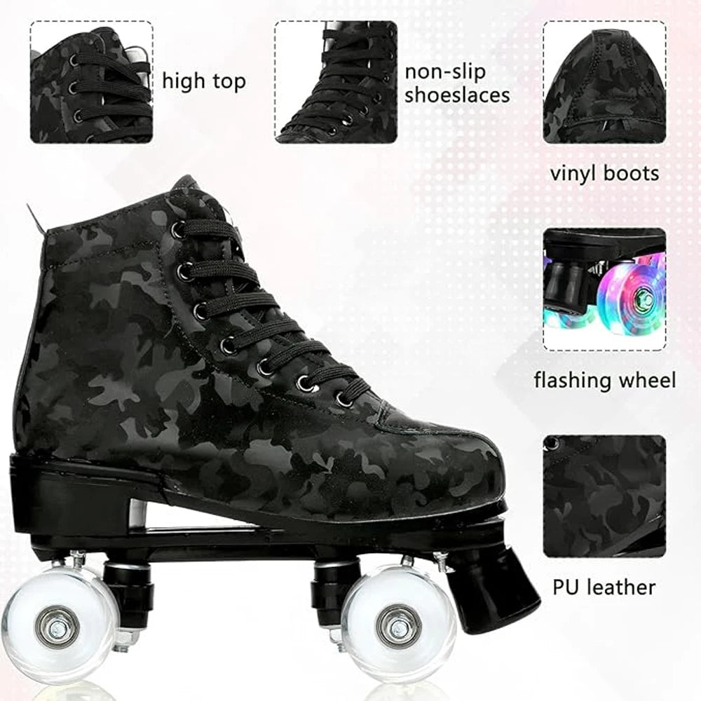YYW Outdoor Roller Skates Quad Wheels Lighted for Adults