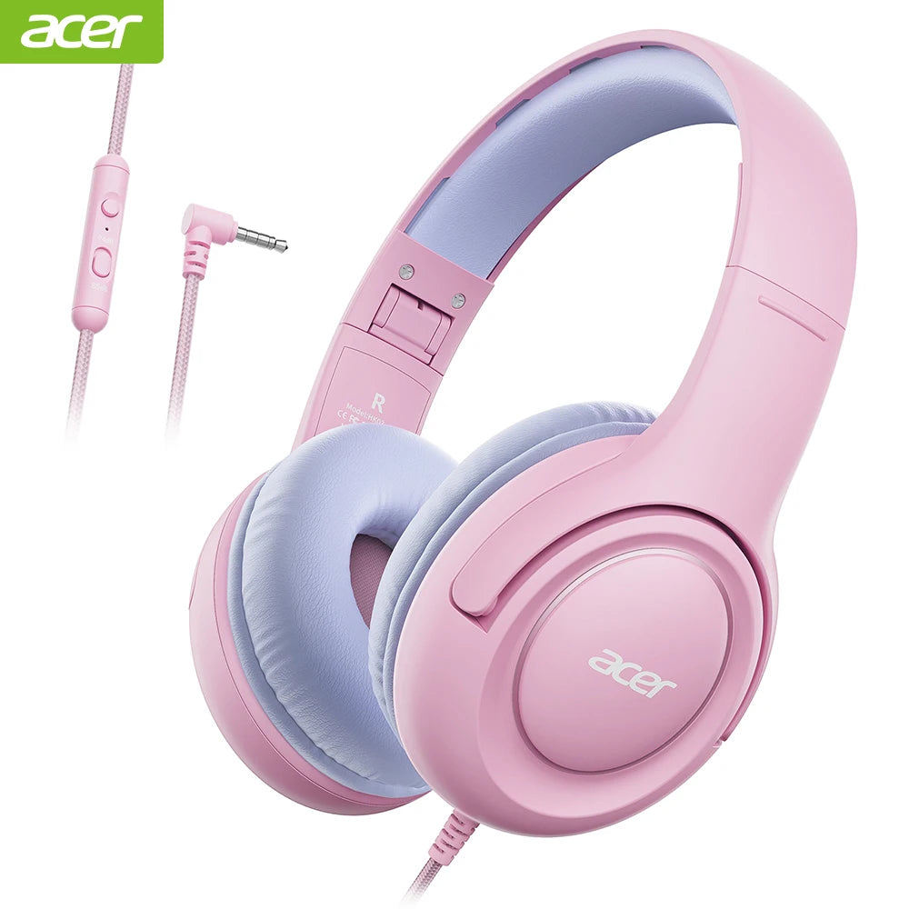 Acer Kids Headphones Wired School 85 To 94 dB Volume Limiter Foldable Stereo Headset For Kids Tablet iPad PC