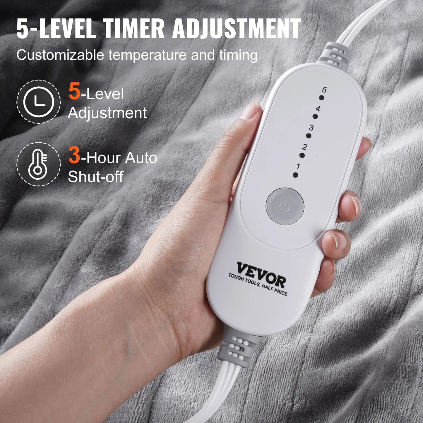 SucceBuy Heated Blanket Throw Flannel Sherpa 3 Hour Auto Off