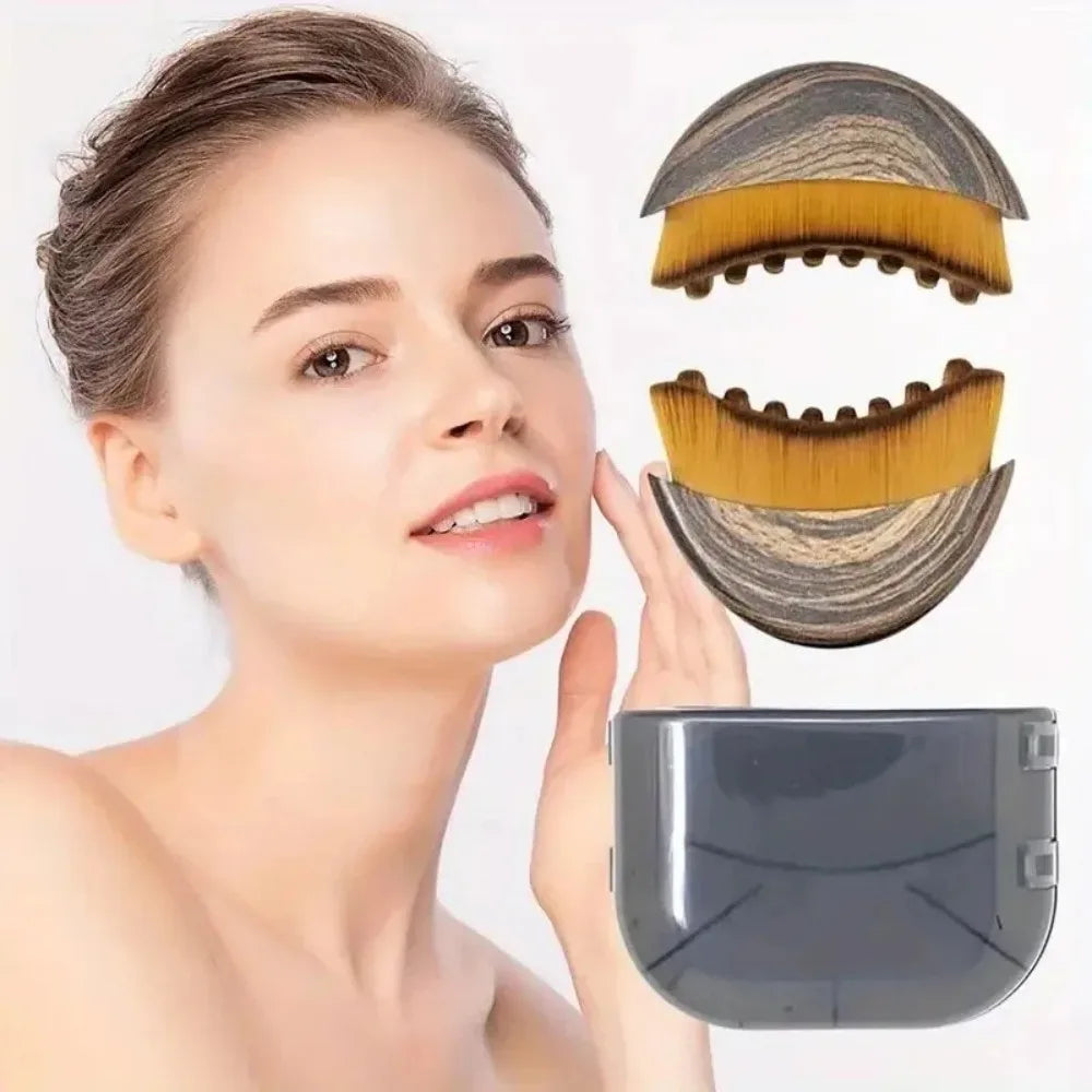 Portable Dry Facial Brush Soft Bristles Contoured Lymphatic Massage Tool Face Sculpting Device Home Spa Gentle Exfoliation Brush