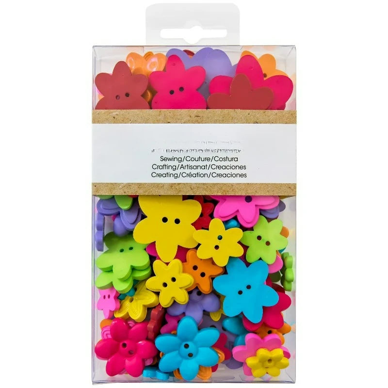 Value Flower Assorted Size Sew Thru Buttons, 31/2 Ounces