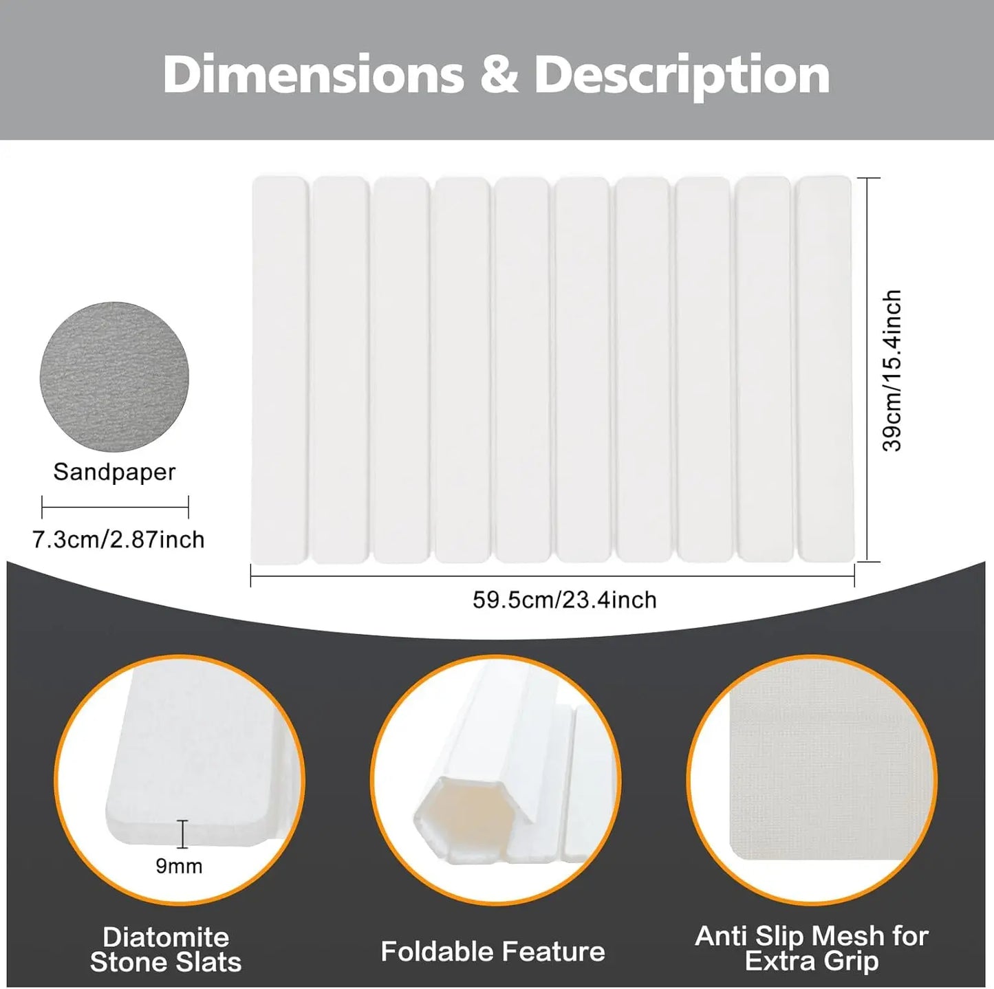 Foldable Diatomite Bath Mat Non Slip Quick Dry