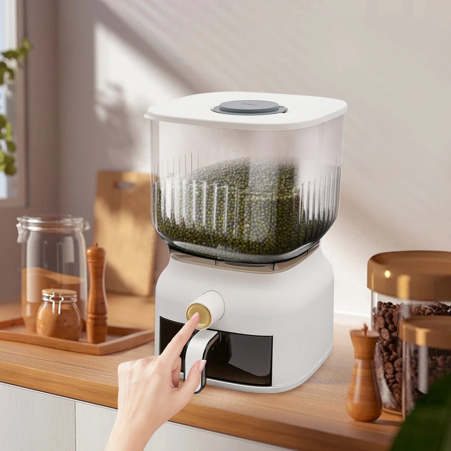 Rice Dispenser Sealed Grain Storage Container With Cup