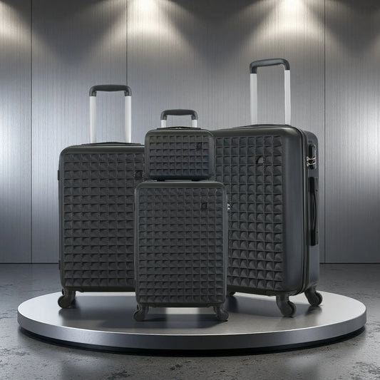 4-Piece ABS Hardside Spinner Luggage Sets (18/23/27 Inch + 13 Inch Cosmetic Case) – Lightweight Suitcase Sets with 3-Digit Combi