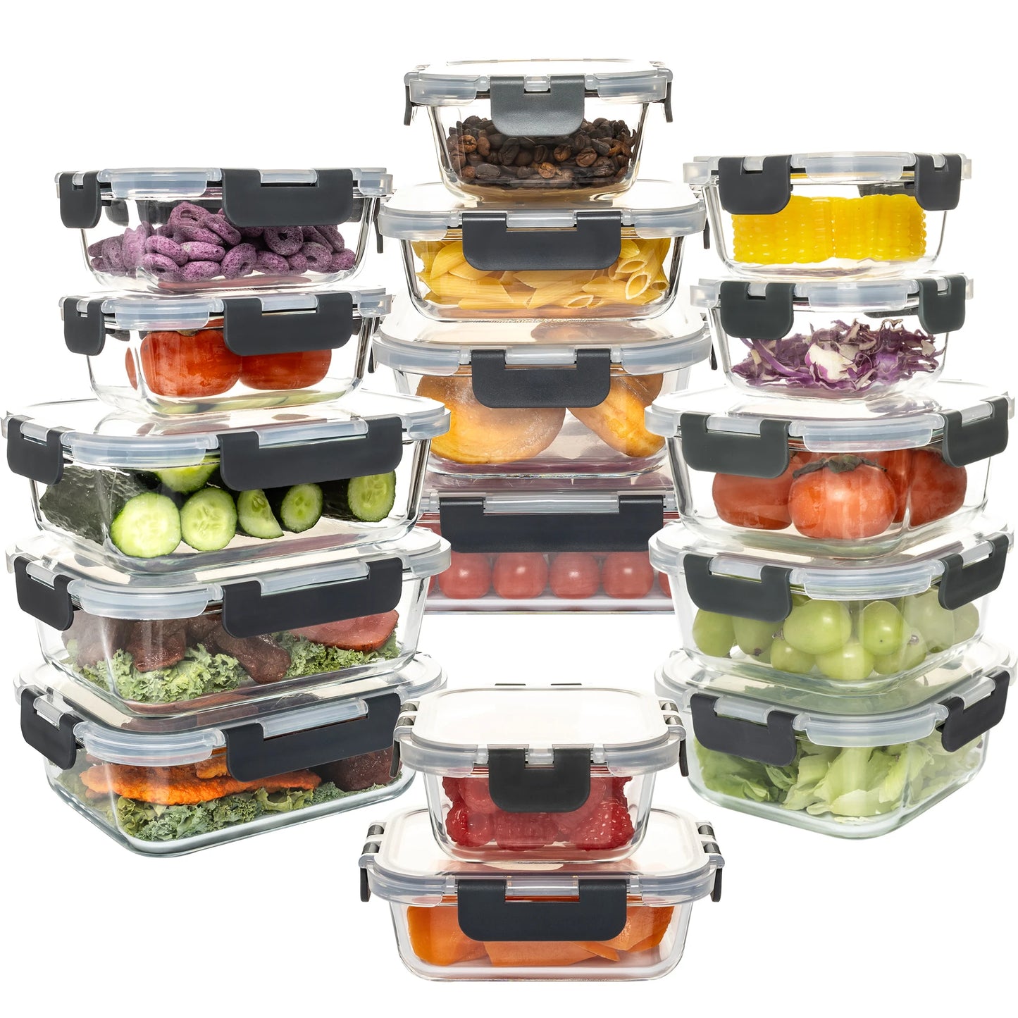 16-Piece Glass Food Storage Containers Set Leakproof Airtight BPA-Free