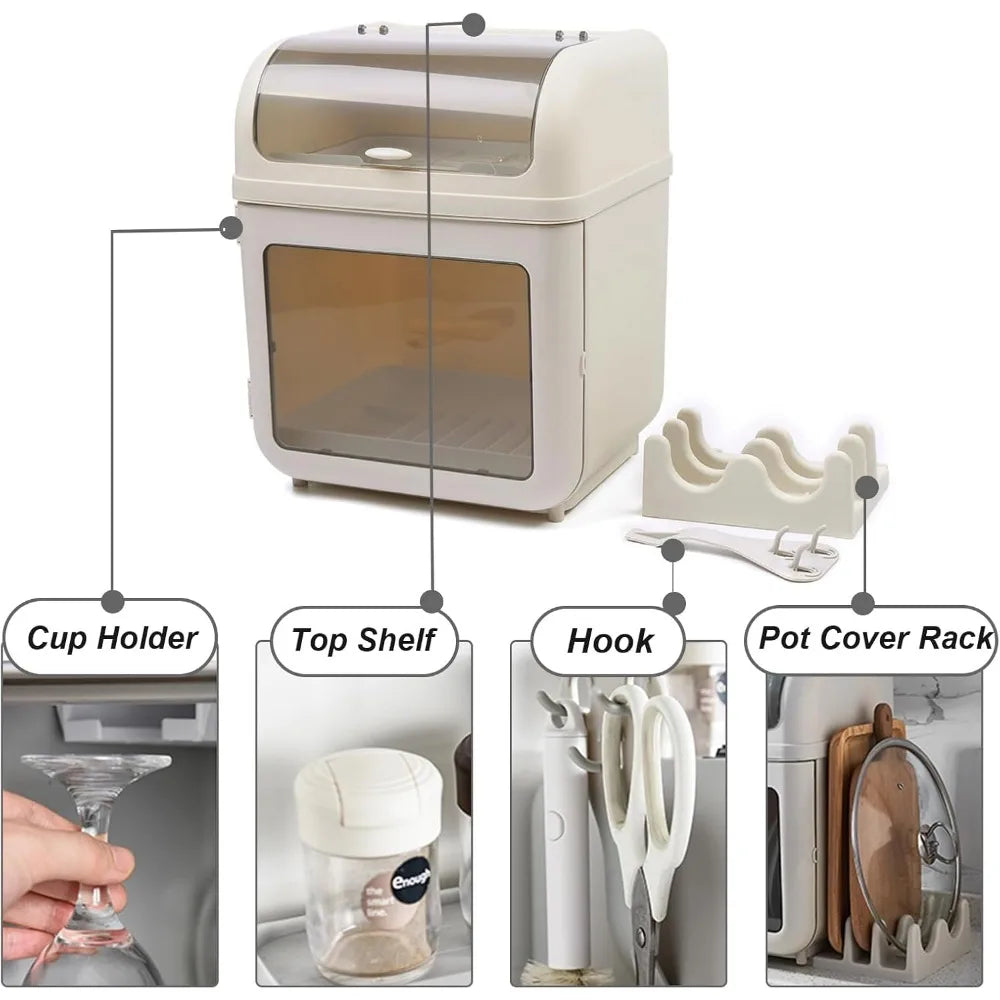 Two Tier Multi Function Dish Drying Rack Drainer Board Lid