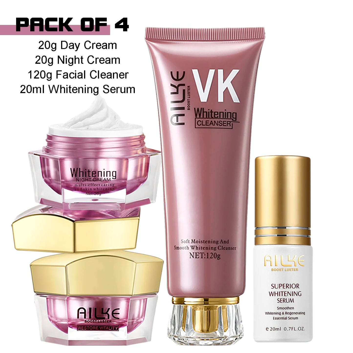 AILKE Whitening Anti-wrinkle Freckle Face Cream With Collagen Hyaluronic Acid Rose Skin Care Women Korean Facial Moisturizer Set
