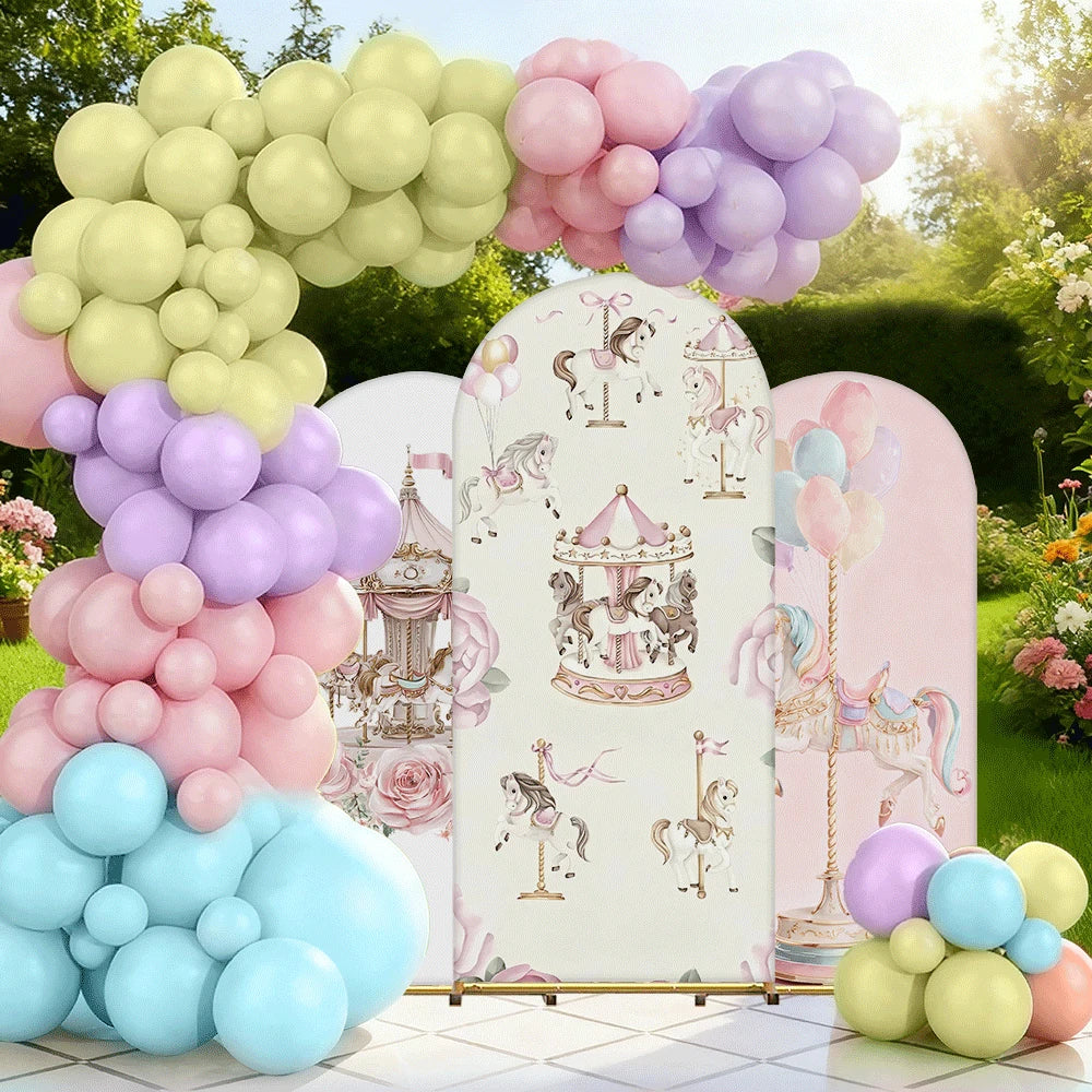 Carousel Theme Arch Backdrop For Kids Birthday Parties