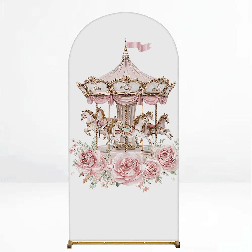 Carousel Theme Arch Backdrop For Kids Birthday Parties